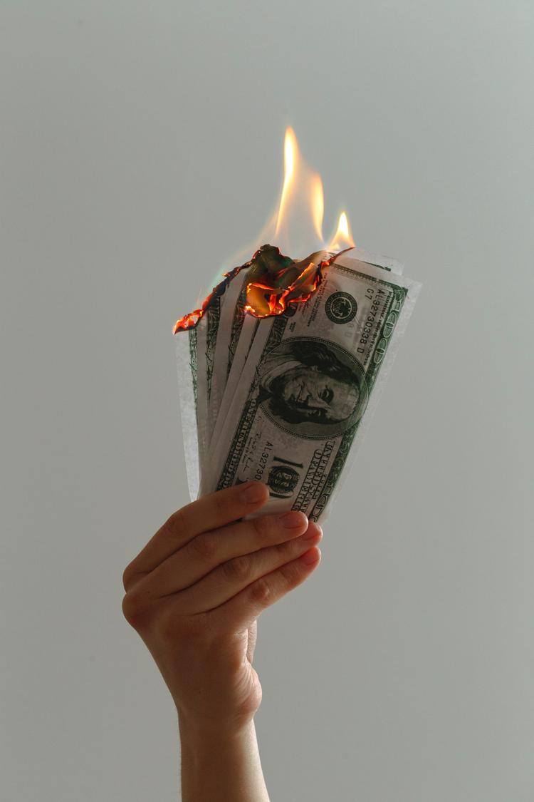Money up in flames