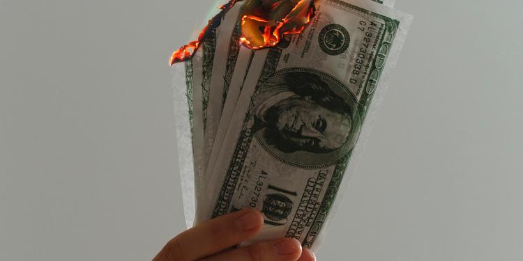 Money up in flames
